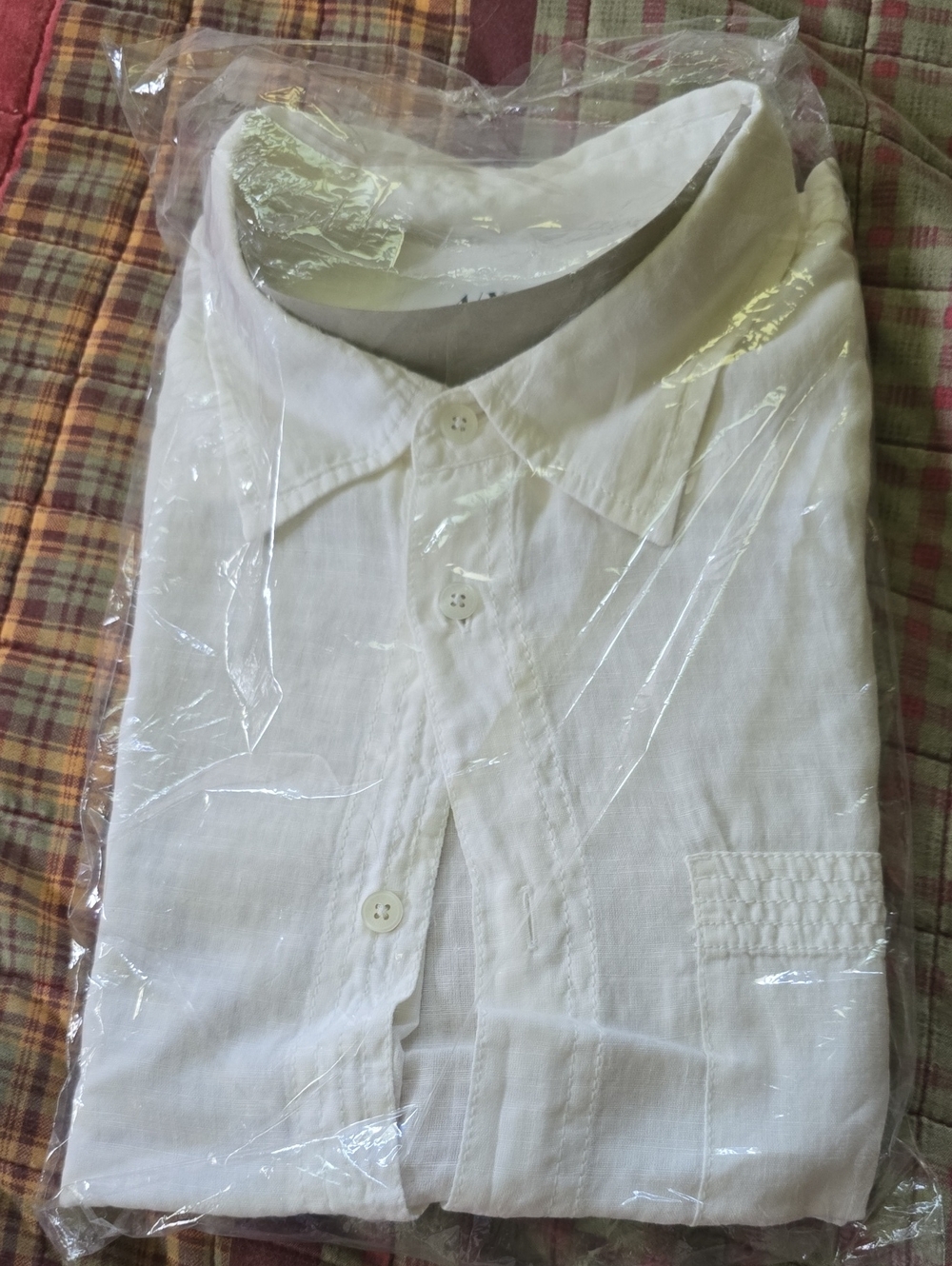 Vintage A/X Armani Exchange Men's White Linen Blend Button Down READ
